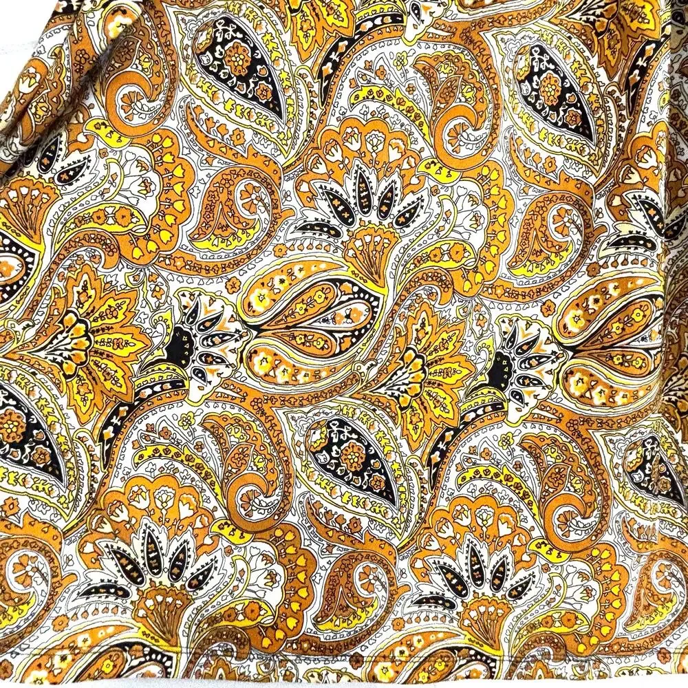 Michael Kors upscale Boho tunic top size M golden yellow paisley print popover